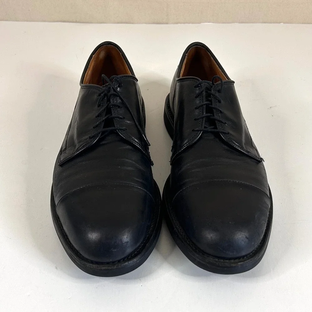 Allen Edmonds 11 B Bergland Cap Toe Derby Shoes Black Leather with Box Mens